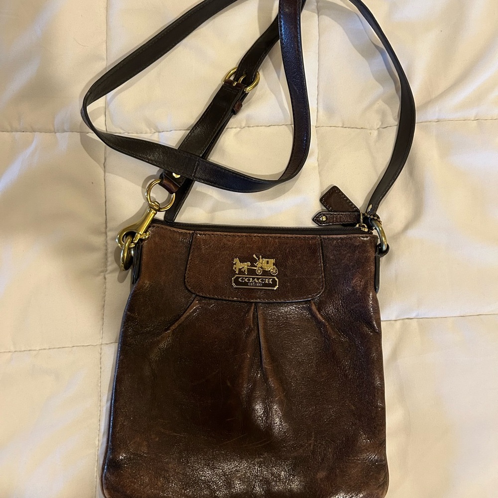Coach Leather Crossbody Bag with Pink Lining